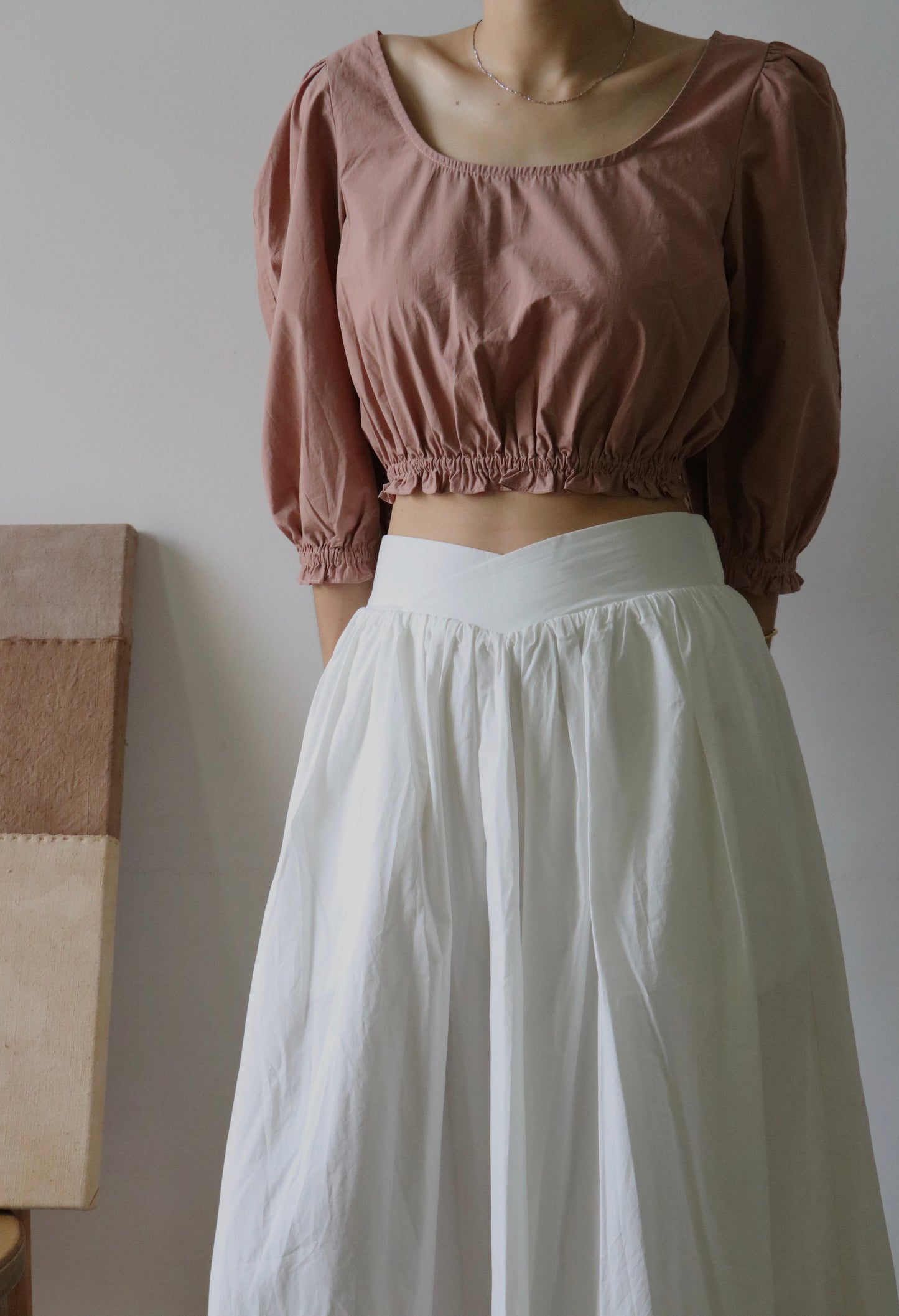 Cherry blossom-maxi white skirt