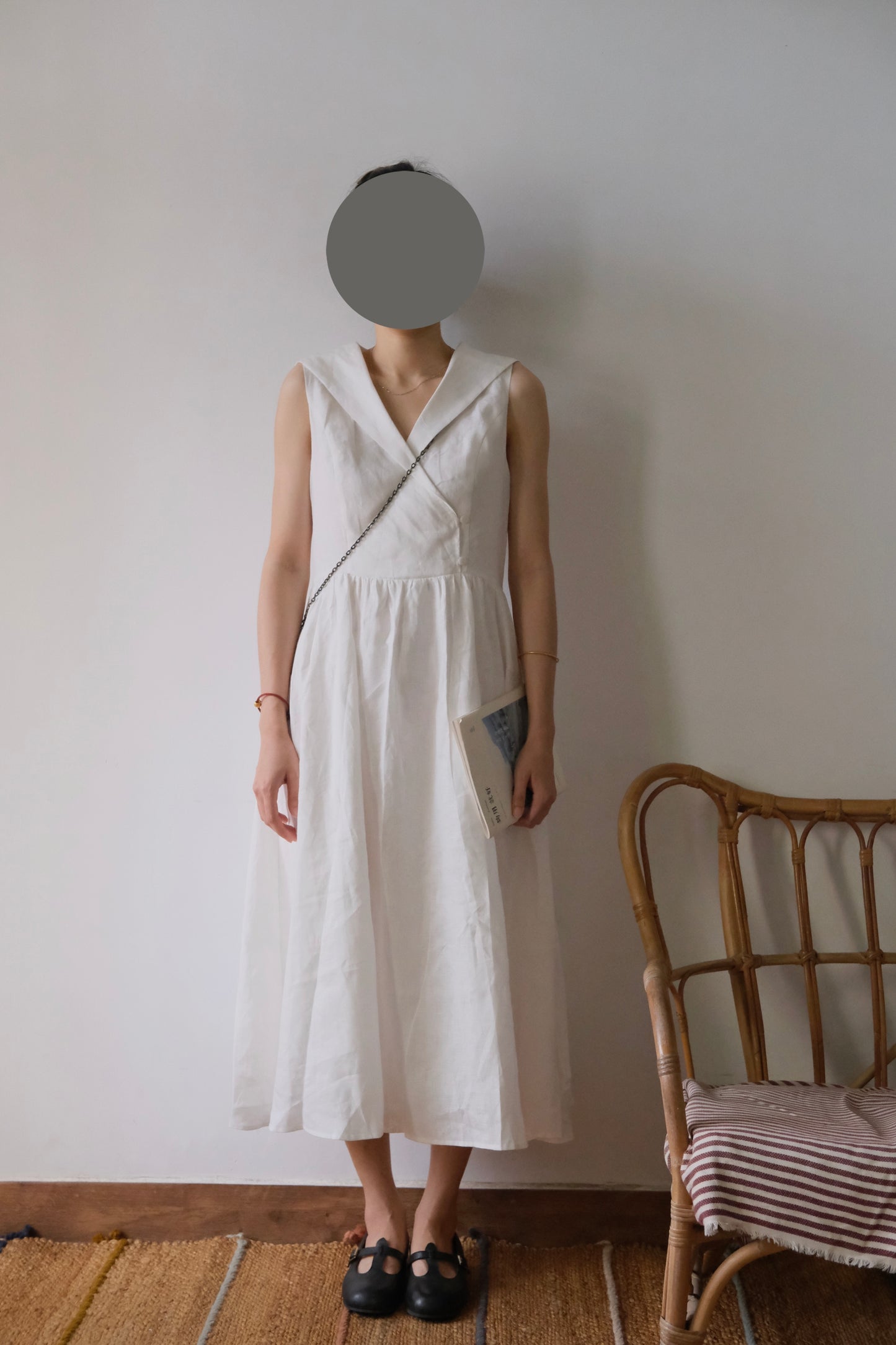 Maris | Linen Sleeveless Dress with Sailor Collar