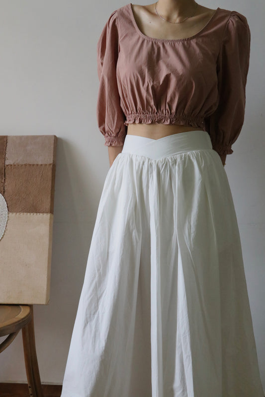 Cherry blossom-maxi white skirt