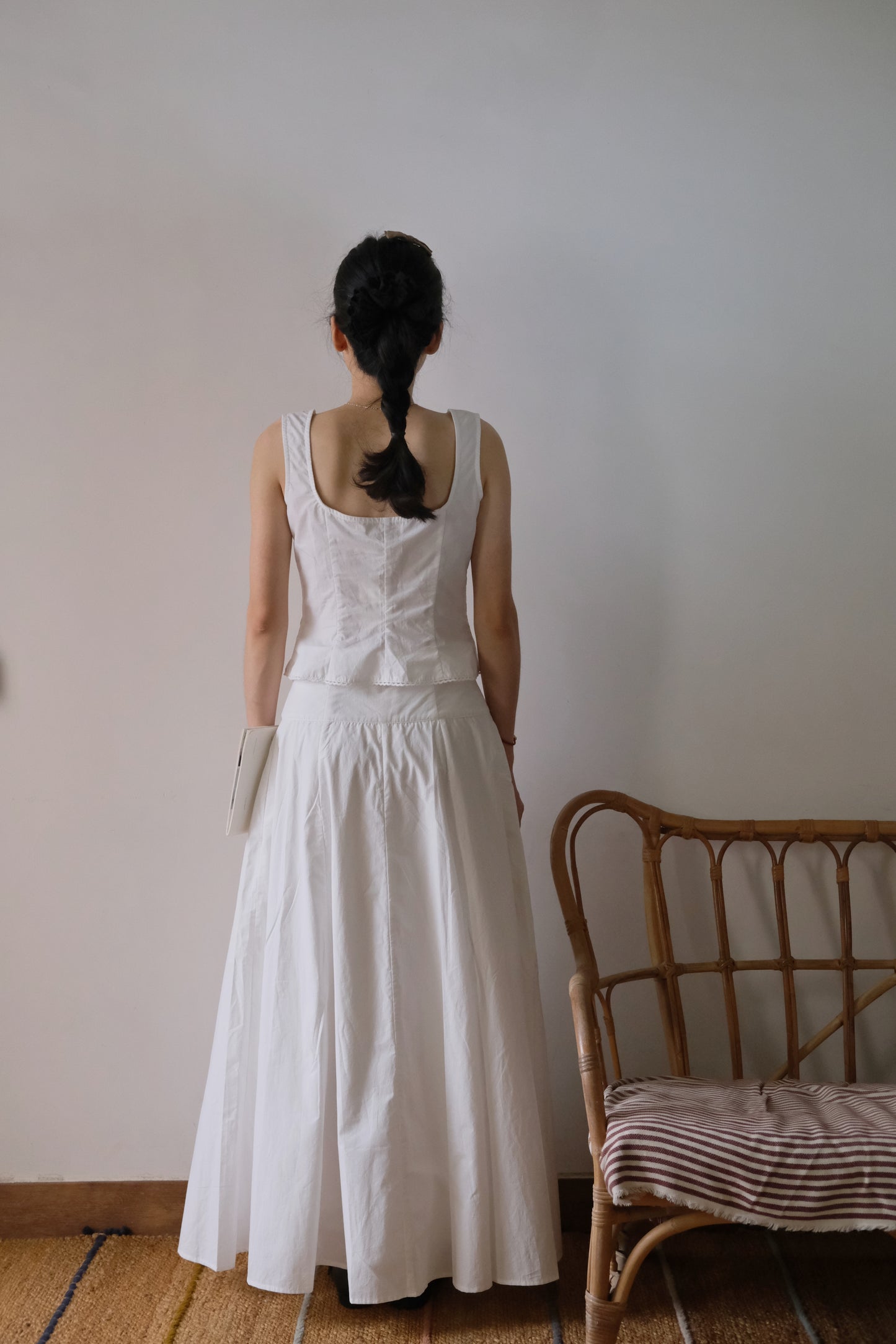 shell | High-Waisted White Maxi Skirt