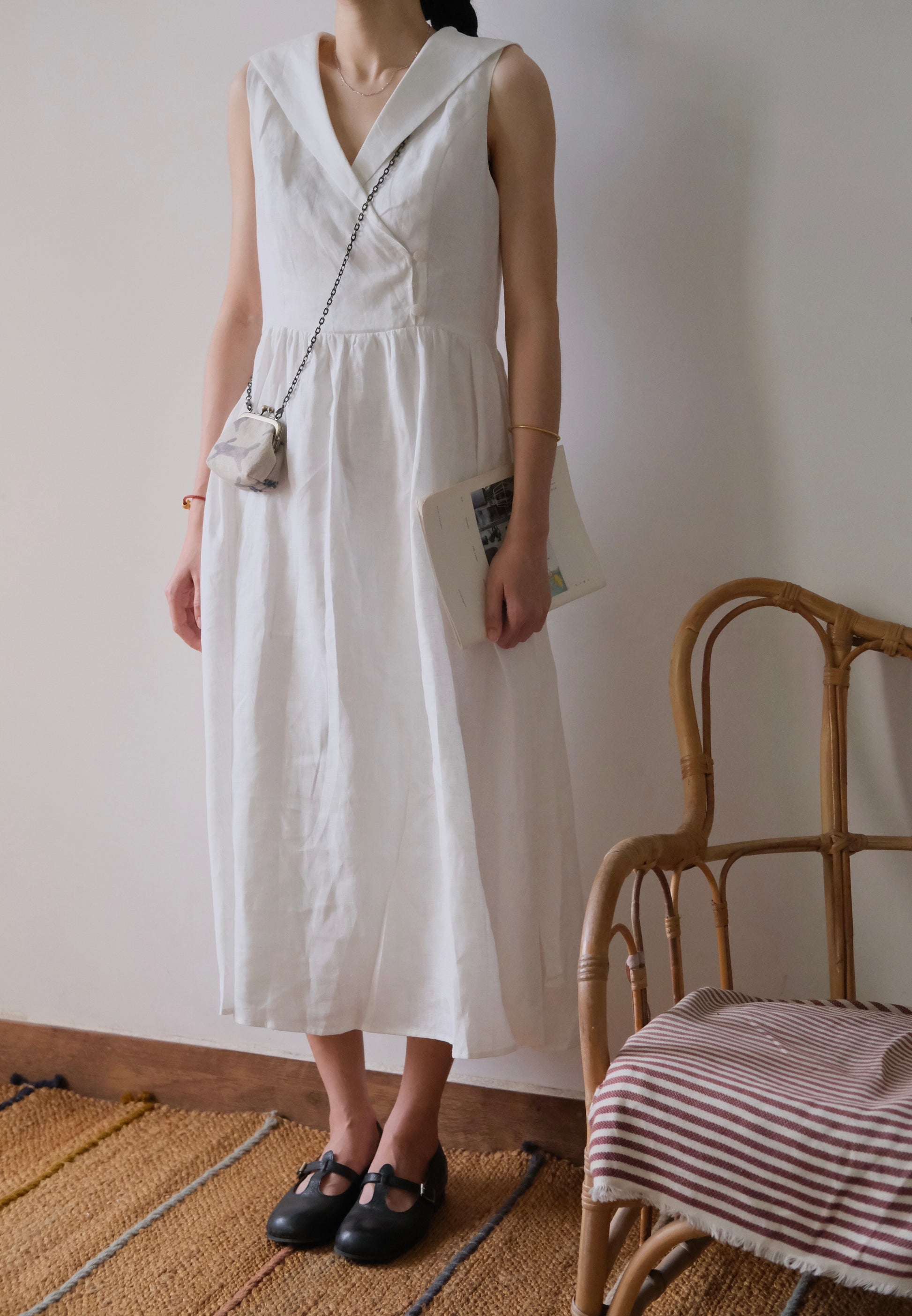 Maris | Linen Sleeveless Dress with Sailor Collar mopetals Maris | Linen Sleeveless Dress with Sailor Collar mopetals