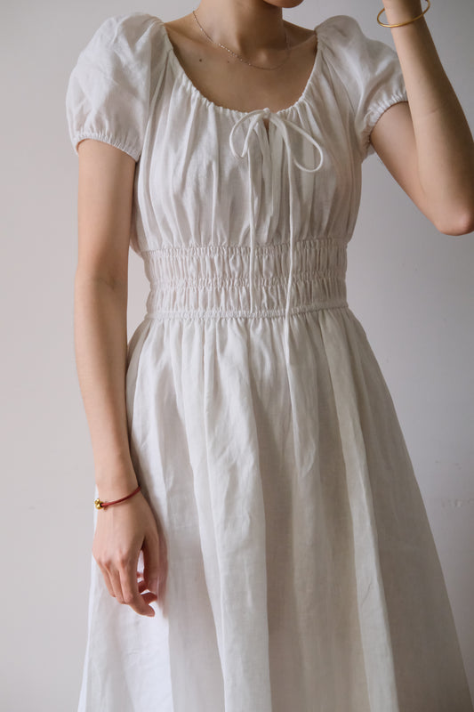 Cloudveil | Linen Dress with Puff Sleeves